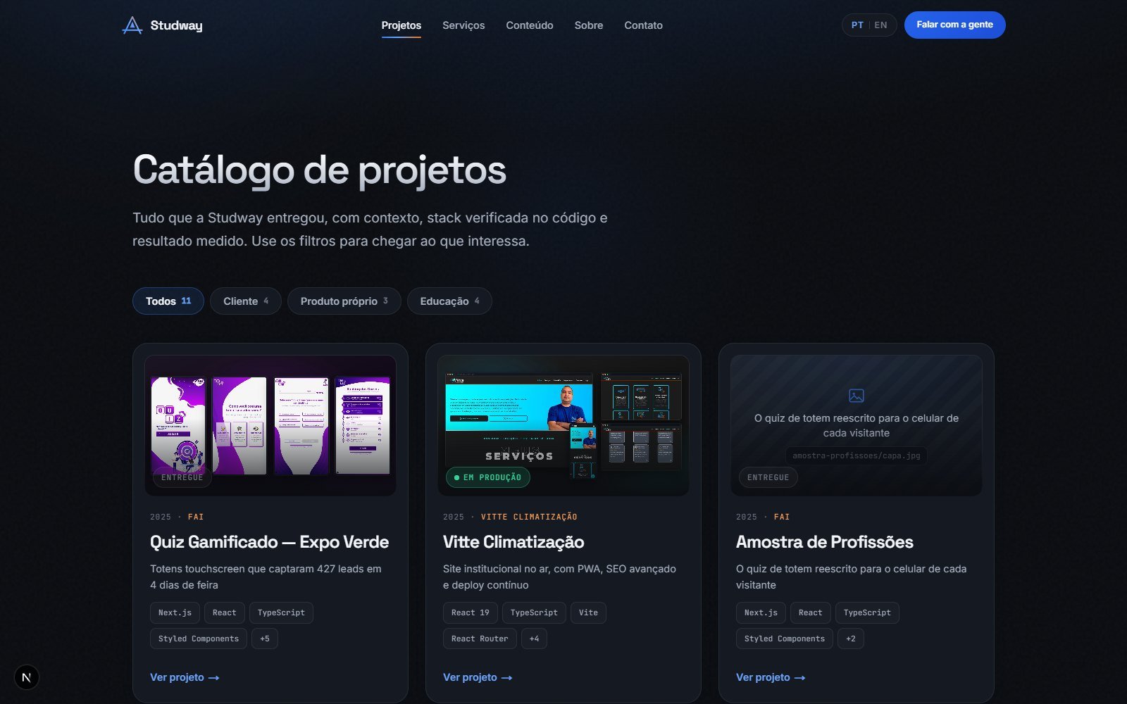 Catálogo completo com filtros